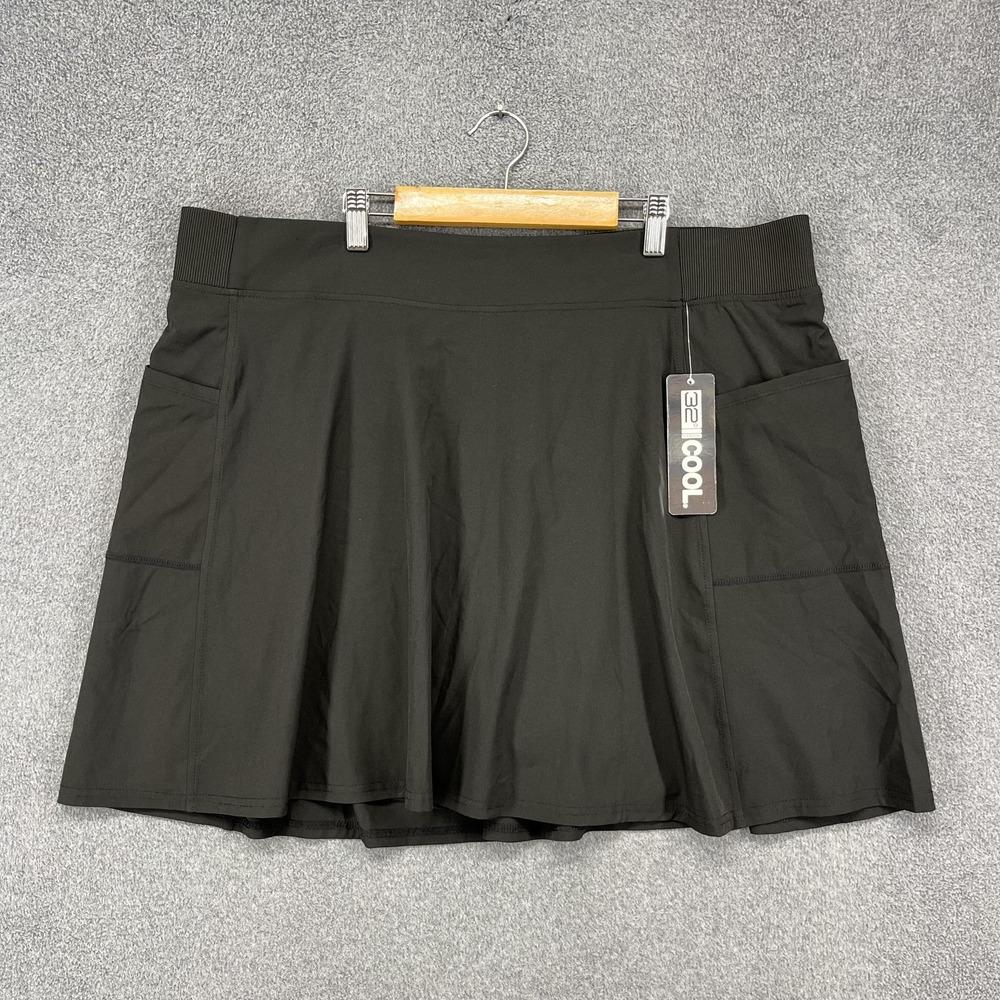 32 Degrees Cool Skort Womens 2XL Black Athletic Pocket Stretch Pull On Shorts